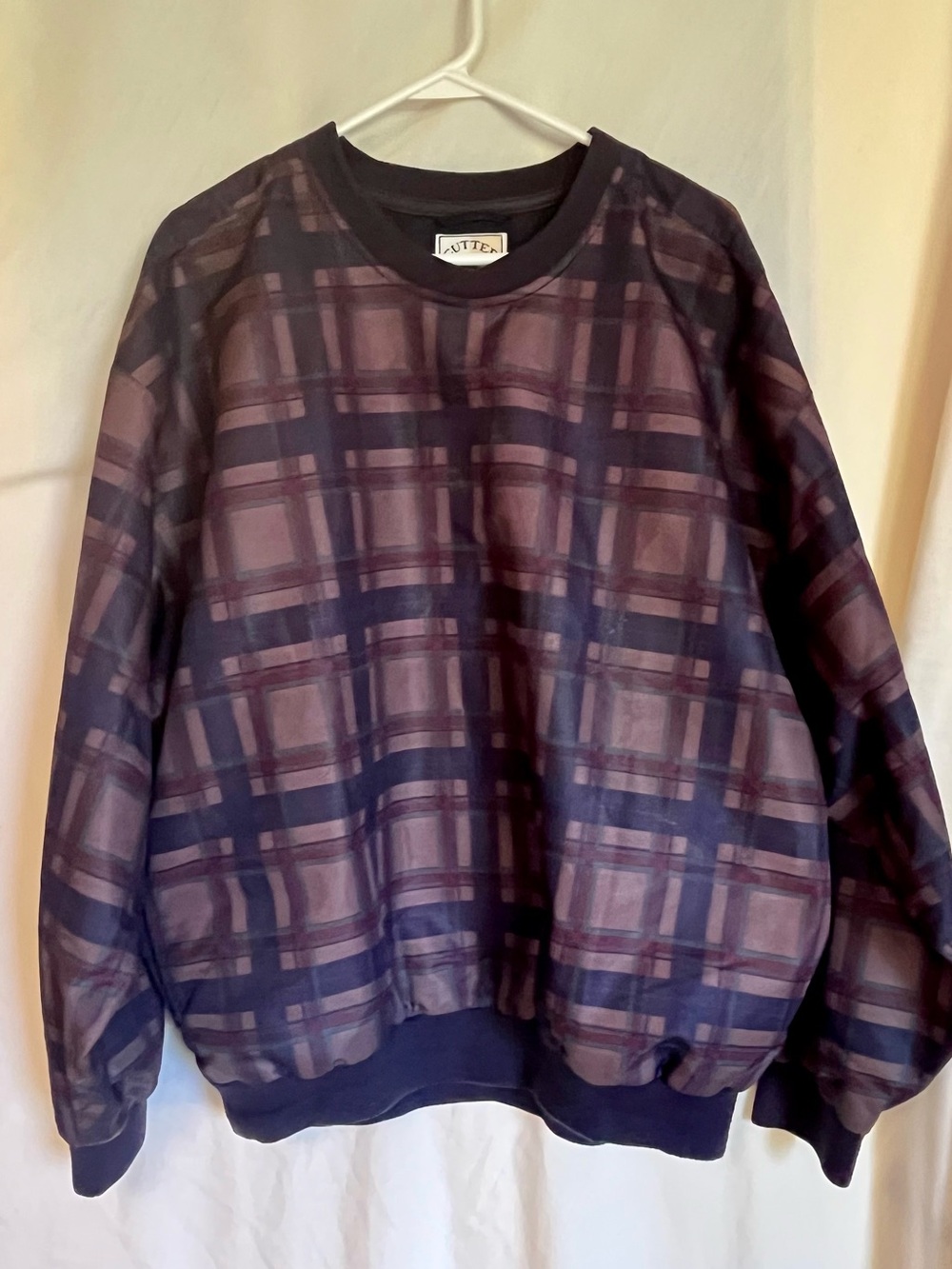 Cutter & Buck Vintage Plaid Golf Crewneck Pullover Windshirt Men's Size Large